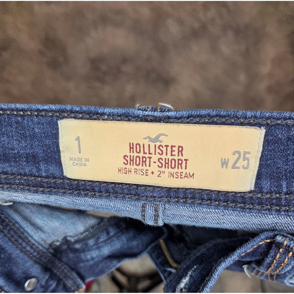 Hollister Short-Short High Rise Distressed Denim Jean Shorts W25 Size 1 Dark - Picture 3 of 5